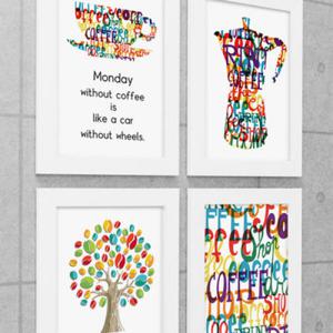 아트박스/꾸밈 cu316-레인보우커피_액자세트