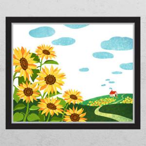 아트박스/꾸밈 cj813-해바라기와풍경_창문그림액자