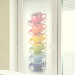 아트박스/꾸밈 is781_m-무점착유리시트_무지개찻잔_유리문시트지