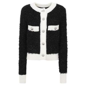 Balmain 글리터 디테일 콘트라스트 트림 가디건 BF0KL125KF19 EER TP936967763