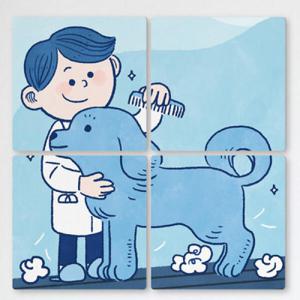 아트박스/꾸밈 if255-멀티액자_강아지털빗어주기