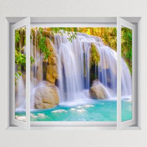 아트박스/꾸밈 iy896-깊은숲속 에메랄드 폭포_창문그림액자(중형