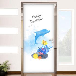아트박스/꾸밈 tk677-안녕돌고래_현관문시트지