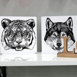 아트박스/꾸밈 pa783-스탠드액자2P_북유럽호랑이와늑대01