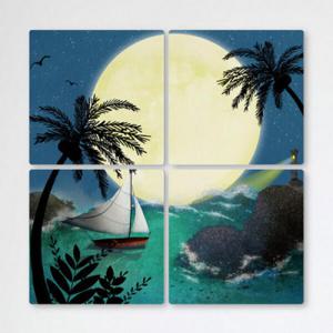 아트박스/꾸밈 tb319-멀티액자_달빛을따라가는밤바다