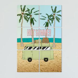 아트박스/꾸밈 ib486-멀티액자_바다로떠나는캠핑카