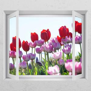 아트박스/꾸밈 ij214-봄날에찾아온튤립_창문그림액자_뮤럴시트지