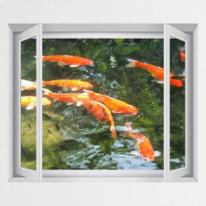 아트박스/꾸밈 iy784-초록연못의풍수잉어_창문그림액자(중형)