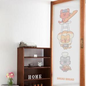 아트박스/꾸밈 gb346_m-무점착유리시트_고양이와빵_유리문시트지