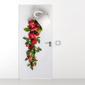 아트박스/꾸밈 gb243-머그잔과빨간장미_현관문시트지