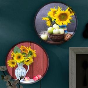 아트박스/꾸밈 no435-LED액자25R_꽃병과해바라기그리고사과