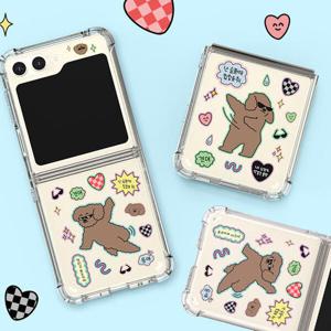 아트박스/원스 kk곽푸들 갤럭시 Z플립5 투명방탄강화 케이스