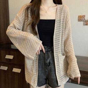 [잇백잇슈]노버튼펀칭가디건 여름 외출 바캉스 휴가 데일리 여성