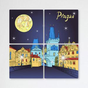 아트박스/꾸밈 tb317-멀티액자_프라하의야경일러스트