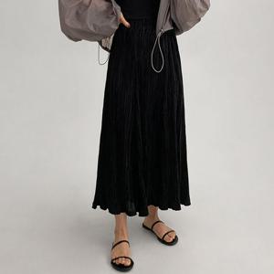 [에이와비] [140.150ver]  AWABMADE_플리츠밴딩롱스커트 -키작녀/기장선택/1color