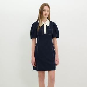 [올리브데올리브]라운드 배색 카라 미니 원피스(OW5XO416)