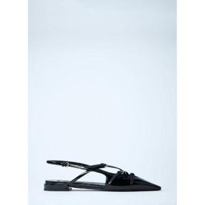 25 FW 미우미우 여성 페이턴트 가죽 슬링백 발레리나 플랫  miu0261015blk