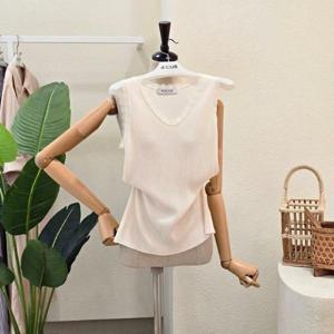 [포커스]FM5C7KT00595_레이스 골지 민소매 니트