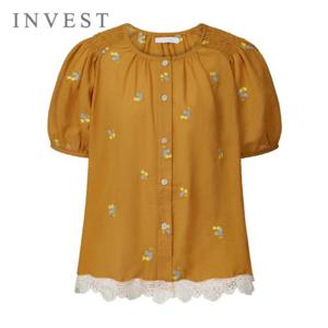 플라워 자수 레이스 배색 블라우스_INI5M1BL5571