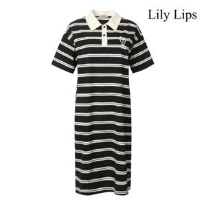 [릴리립스]카라 스트라이프 반팔 롱 원피스 (YL6OP002)