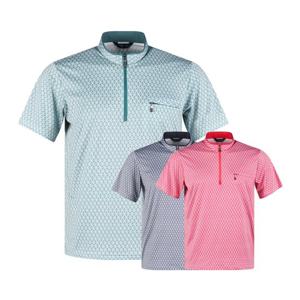 럭스골프 남성 반집업 삼각 패턴 카라 반팔 티셔츠 JP25M421