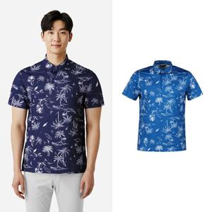 아날도바시니 남성 야자수 패턴 카라 반팔 티셔츠 ABMTS51305