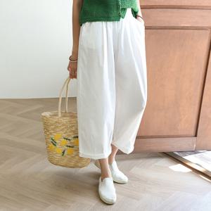 [피핀] 710800 썸머 코튼 밑단절개 배기 팬츠