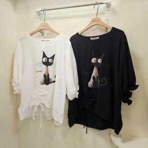 스테파니 HC07 캣리본  끈셔링 블라우스 A25SH5240