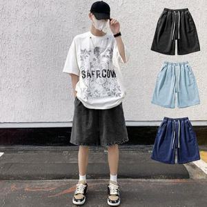 남성 데님 워싱 와이드 하프팬츠 SIS-922