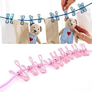 다용도빨래줄 늘어나는 고무 빨래줄 집게 세트