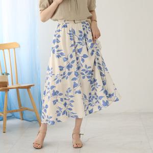 [웬디즈갤러리]피치 나뭇잎 롱스커트 /데일리 바캉스 외출 RSK126