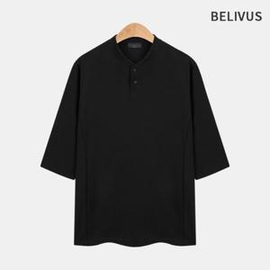 빌리버스 남자 티셔츠 헨리넥 기본 7부 무지티 BCM025