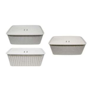 뚜껑 바구니-중(40x27.2xH14.2cm) 색상랜덤 라탄패턴