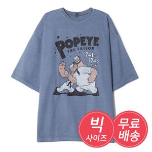 [리빌모아]남자 오버핏 뽀빠이 피그먼트 반팔 티셔츠 AC-TSH-Q02