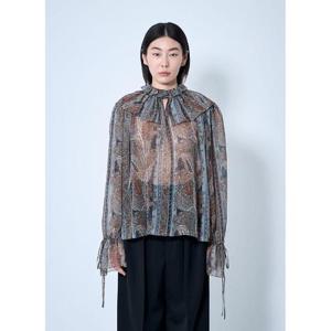 25 FW 생로랑 여성 페이즐리 실크 조젯 블라우스  sla0259016brn