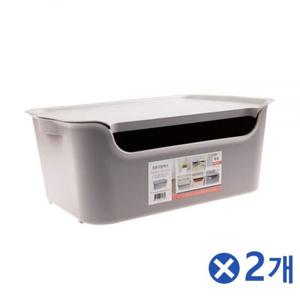 뚜껑 오픈 리빙박스 중 그레이 다용도수납바구니