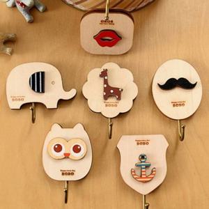 우드 후크 옷걸이 접착식 모자 가방 소품걸이 벽걸이