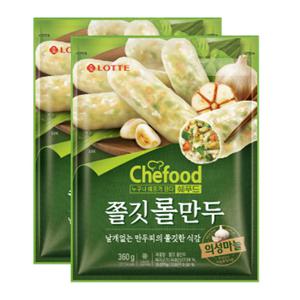 롯데 쉐푸드 의성마늘 쫄깃롤만두 360g x2 2개