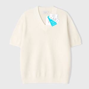 [리빌모아]남자 센느 하찌 브이넥 반팔 니트티 AT-KNH-Q007-크림