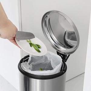 무소음 클로징 밀폐커버 고급스텐 원형페달휴지통 20L 주방휴지통 주방쓰레기통 화장실휴지통 분리수거함