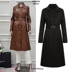 [미니멈]MD 카라넥 벨티드 롱 레더 자켓 MD MXCALY8010 Z_CJ