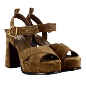 아쉬 블랙 가죽 플랫폼 샌들 MELANY03 GOLD