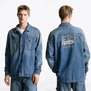 [타미진] 공용 T32F6NSH10TMT1 오버 핏 데님 셔츠 남자여자 기본 커플 청셔츠 SC