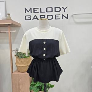 [멜로디가든]허리끈 라운드티셔츠 M25M4B124_SH