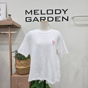 [멜로디가든]멜로디가든 무지 하트 자수 티셔츠 M25M4T126_SH