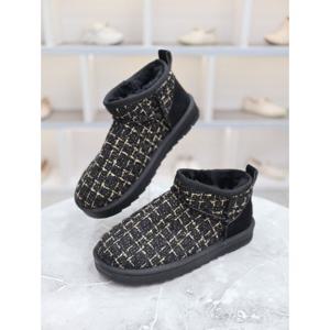 [블리아르]로키 퍼안감 체크 숏 앵클 부츠 3cm BLMD500163_GN