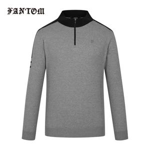 [팬텀] 남성 배색 로고 자수 반집업 니트 211E3SR201_MG