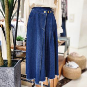 [멜로디가든]청 주름 랩 스커트 (M4S2S106 블루)_CA