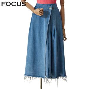 [포커스]핀턱 랩 단추 청스커트 FS4A7SK0008_JK