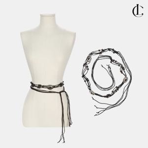 엘케이트 여성 보헤미안벨트 원피스 포인트 빈티지 에스닉 우드비즈 끈 벨트 LDU180